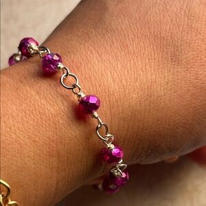 Artisan Fuschia Beaded Bracelet